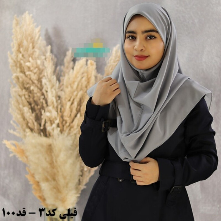 مقنعه ساده کرپ کره طوسی خیلی روشن قد ۱۰۰
