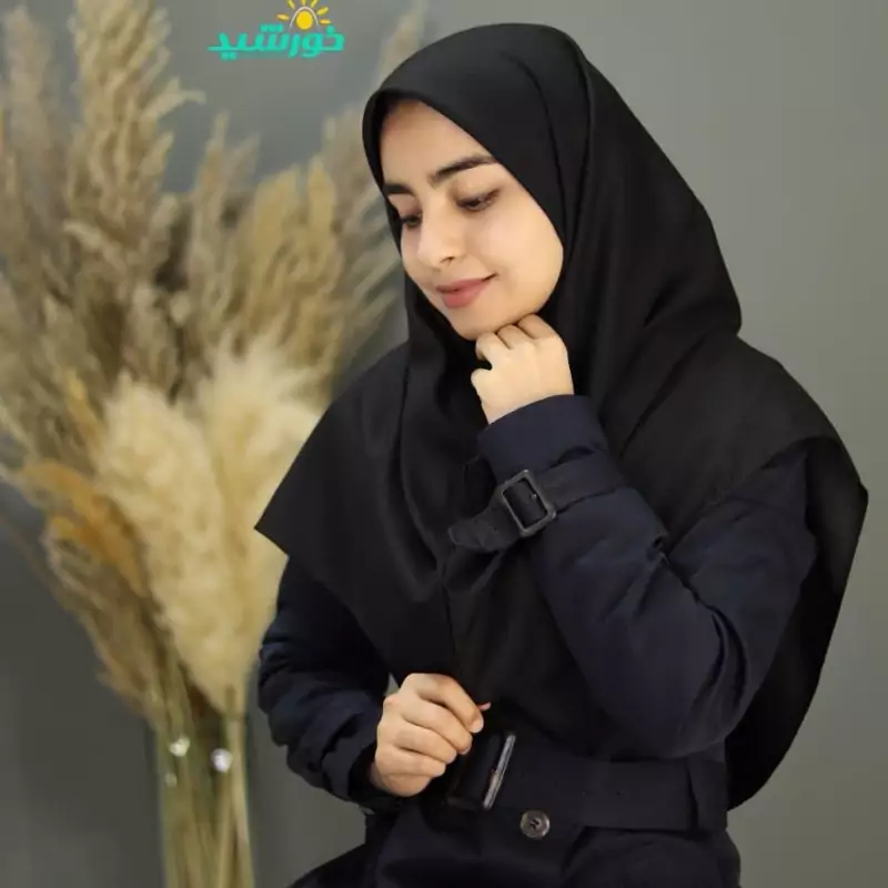 مقنعه ساده نخی بروجرد مشکی قد ۹۰