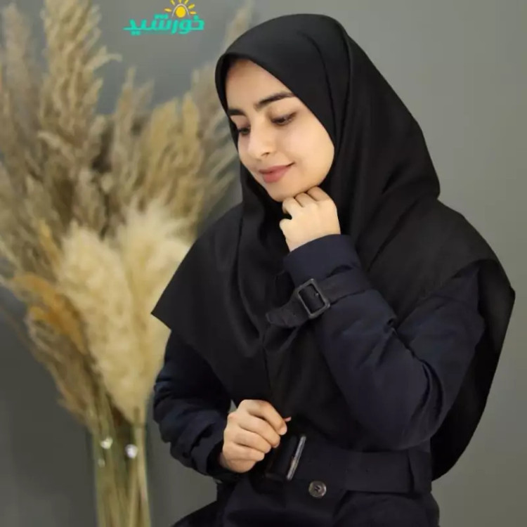 مقنعه ساده نخی بروجرد مشکی قد ۹۰