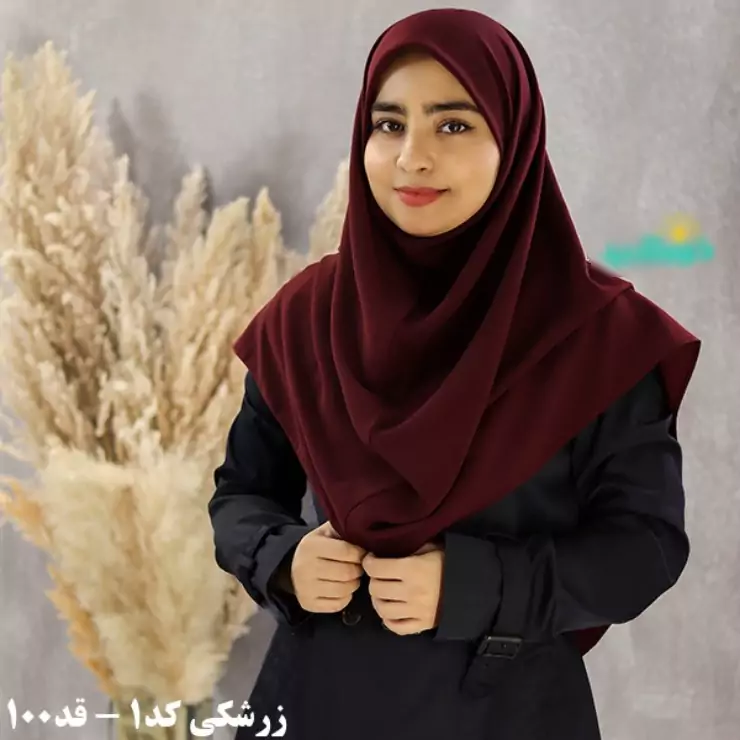 مقنعه ساده کرپ زرشکی قد100