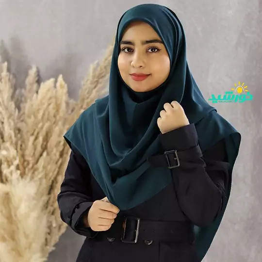 مقنعه ساده کرپ قد100، رنگ سبزآبی