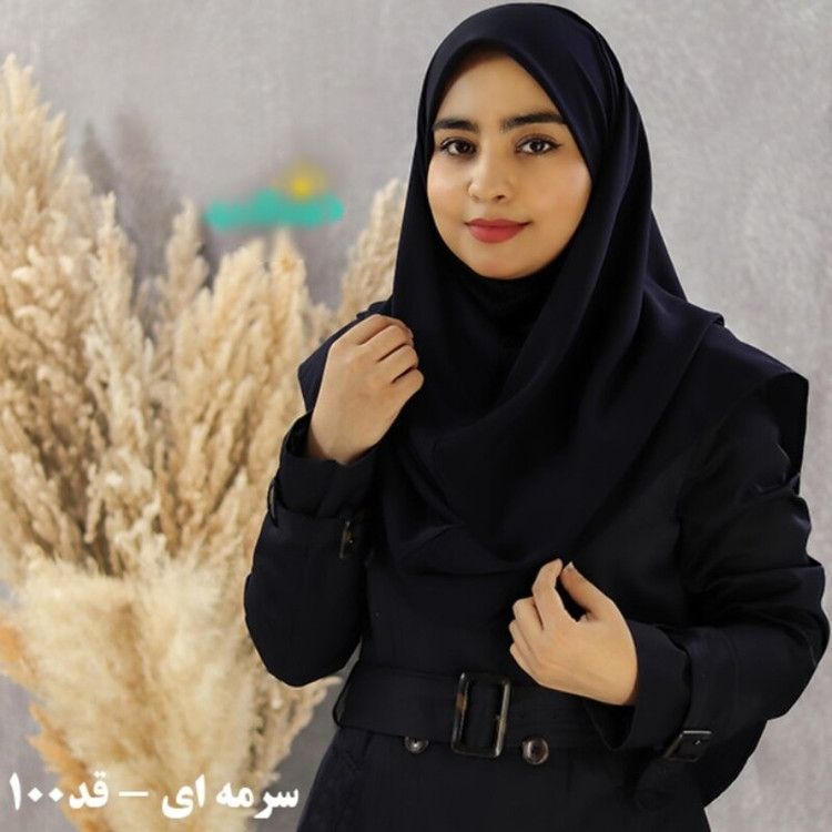 مقنعه ساده 90کرپ سورمه ای سیر ، سبک ، بور نیست