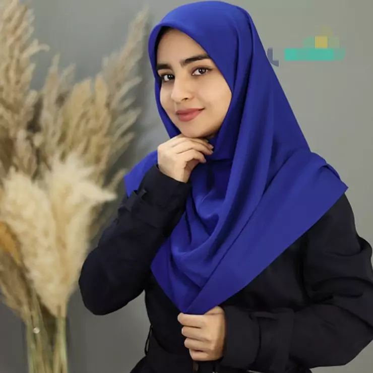 مقنعه ساده کرپ کره آبی کاربنی قد ۱۰۰