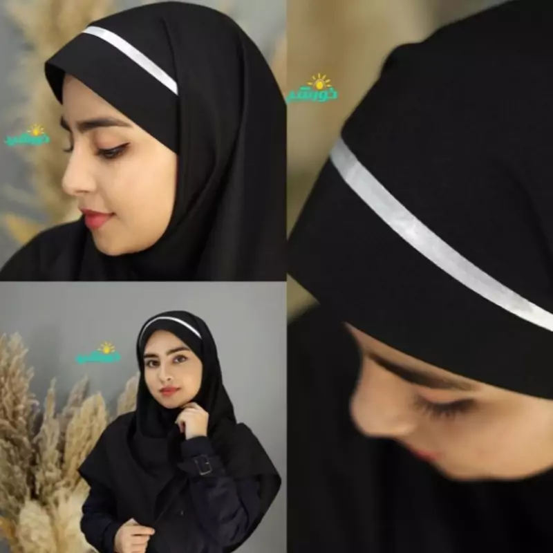 مقنعه تل دار مشکی90بروجرد اعلاء با تل سفید