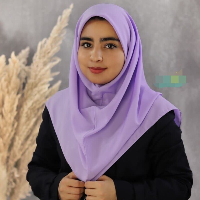 مقنعه ساده کرپ رنگ یاسی قد ۹۰