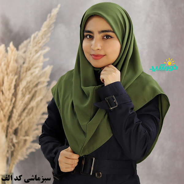 مقنعه ساده کرپ کره رنگ سبز پسته ای قد ۱۰۰
