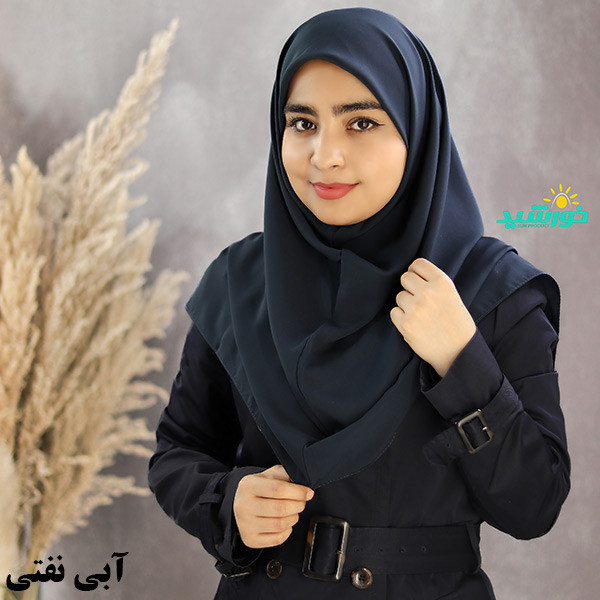 مقنعه ساده کرپ کره آبی نفتی کبود قد ۱۰۰